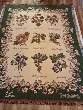 Vtg Bob Timberlake Home Collection Old Salem Floral Tree Tapestry Throw Blanket